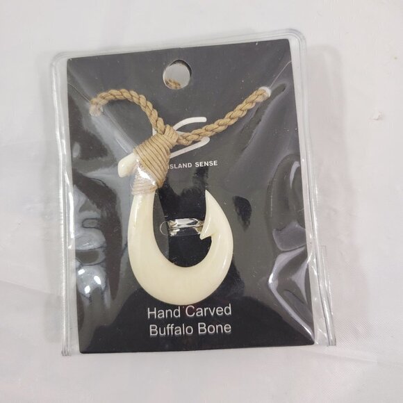 HAND Carved Buffalo Bone Pendant With Necklace - Picture 7 of 13